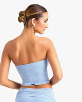 BO&TEE BANDEAU CROP TOP WASHED BLUE